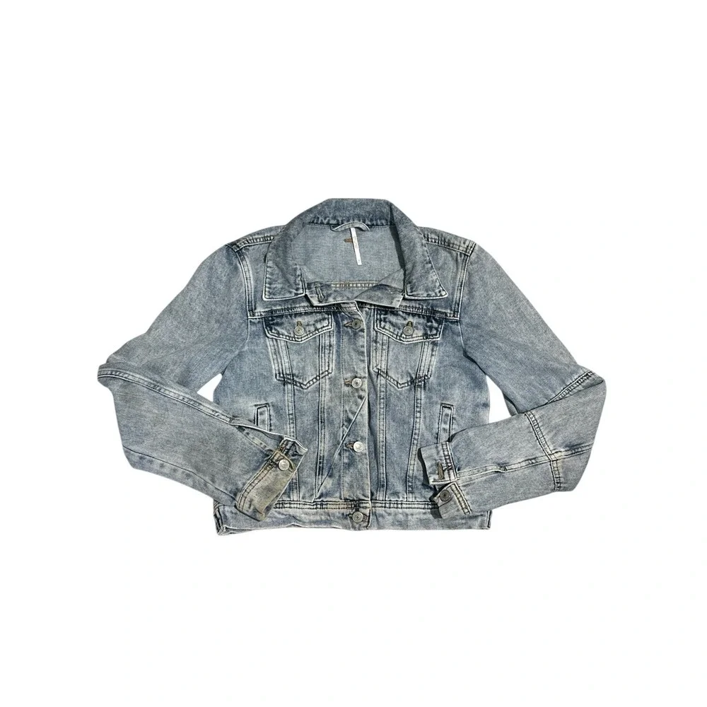 Free People We The Free‎ Rumors Acid Wash Cropped Denim Jacket Women's Size S